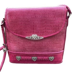 Brighton ‘Inspired’// Bright Pink Braided Strap Metal Accents Shoulder Bag